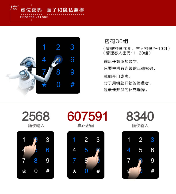 玉蛟龍智能門鎖 智能鎖防窺視輸入、半導(dǎo)體/光學(xué)指紋傳感器