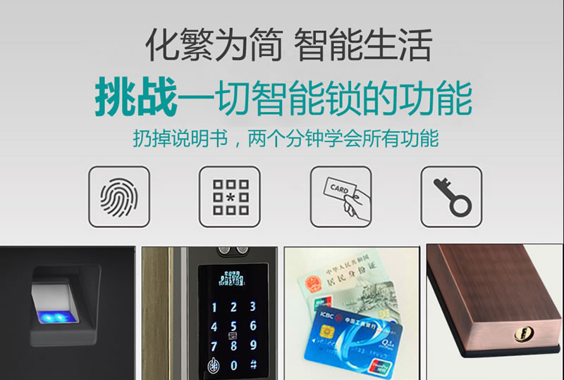 豪力士指紋鎖  L8866F手機感應智能鎖家用防盜大門密碼鎖刷卡智能電子鎖