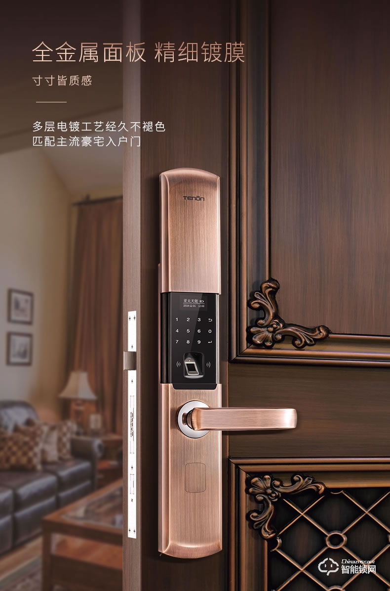 亞太天能智能鎖 T109家用防盜門指紋密碼鎖