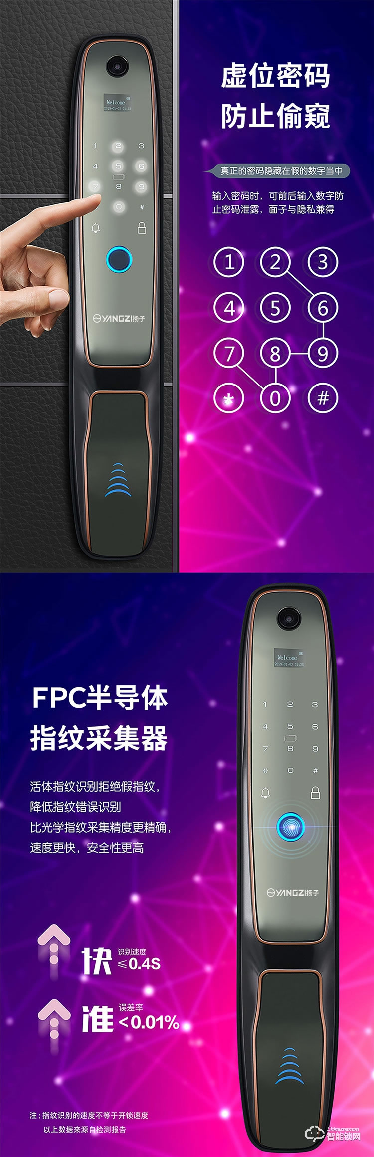 揚(yáng)子智能鎖 M316全自動(dòng)可視貓眼智能鎖