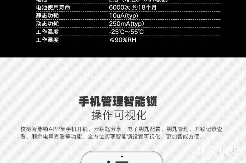 核桃智能鎖 手機藍牙開鎖 智能卡鎖W2
