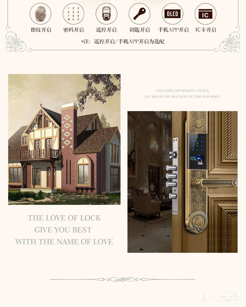 歐萊斯頓指紋鎖家用防盜大門(mén) 電子密碼APP開(kāi)鎖