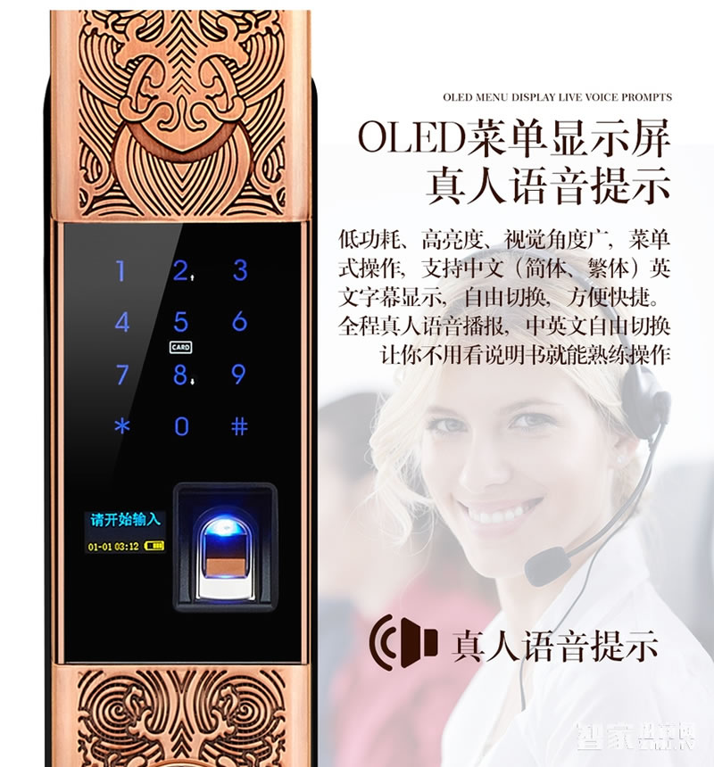 歐萊斯頓指紋鎖家用防盜大門(mén) 電子密碼APP開(kāi)鎖