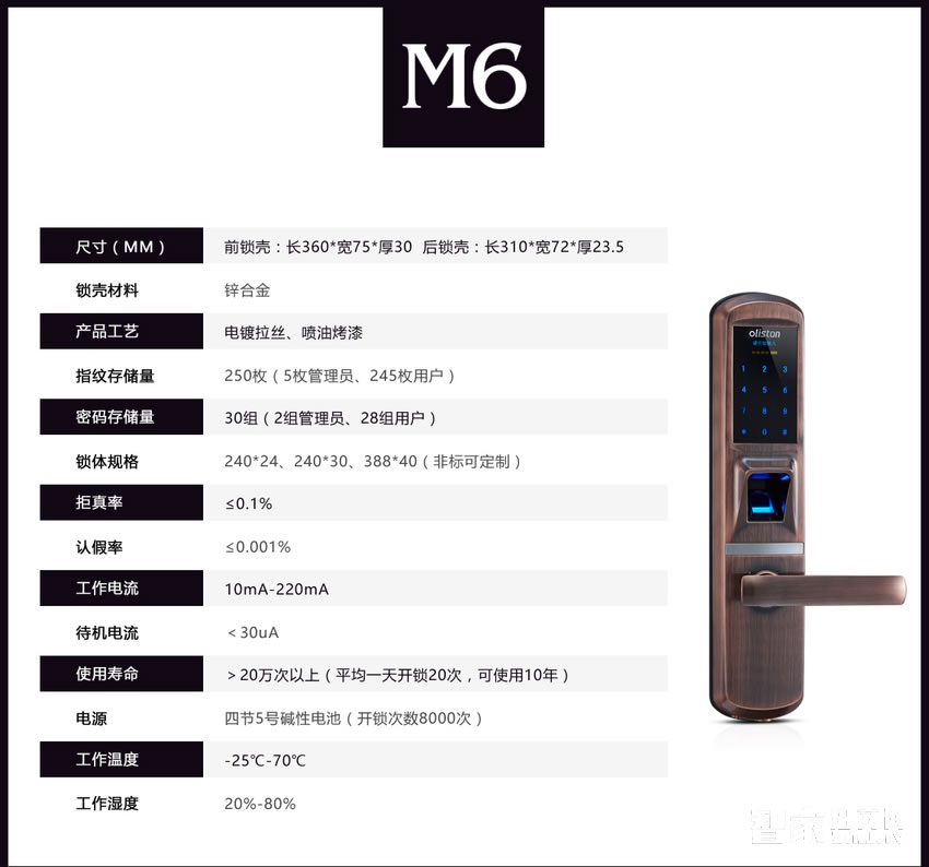 歐萊斯頓 家用防盜門鎖指紋鎖智能鎖