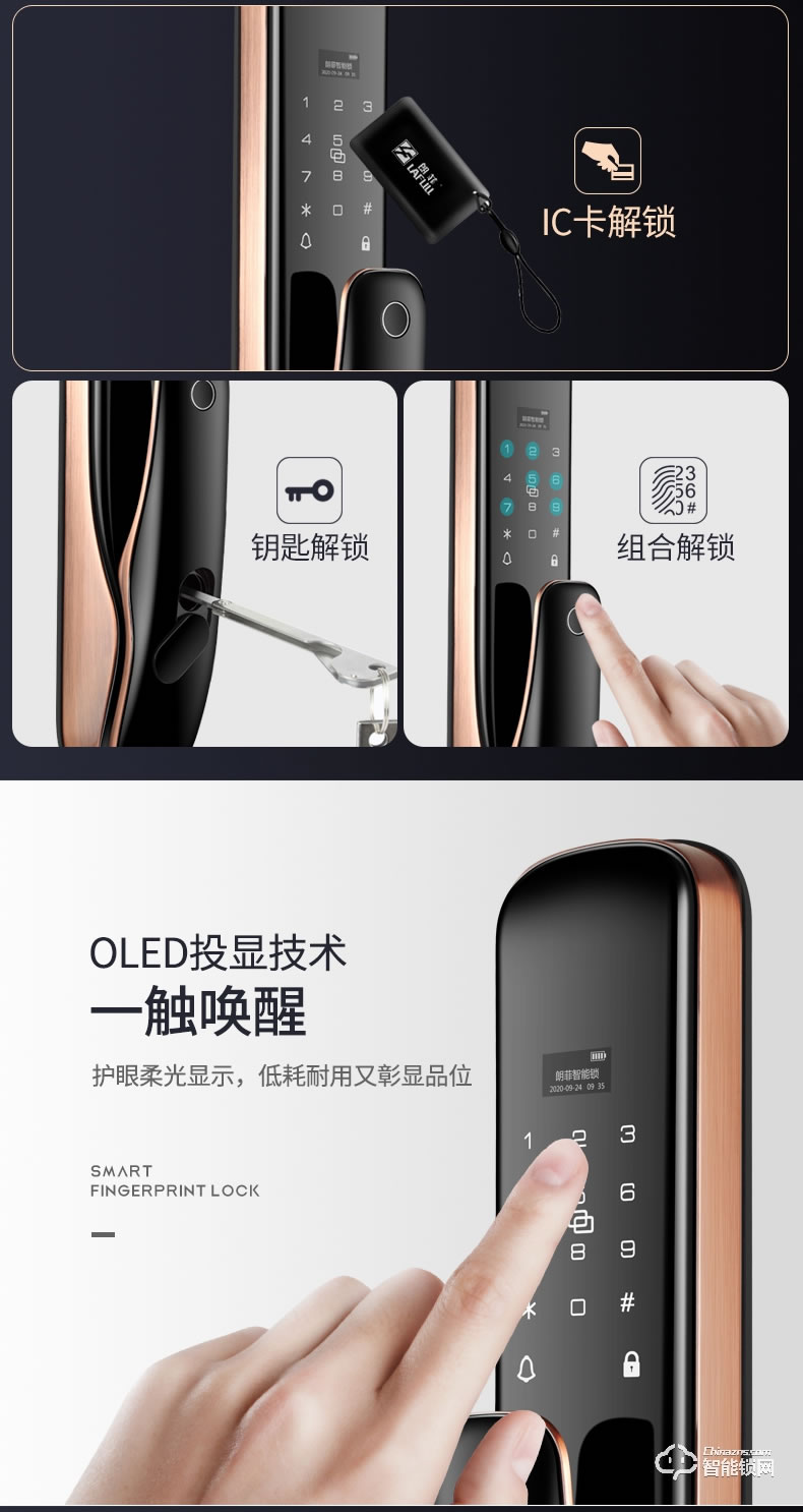 朗菲智能鎖 全自動推拉式智能貓眼鎖