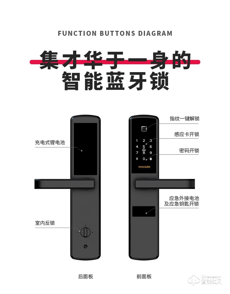 摩薩迪智能鎖 MLF-005家用防盜門鎖電子門鎖