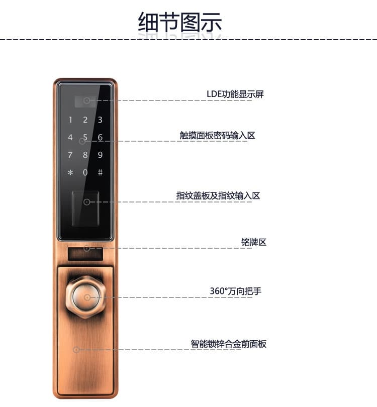 優(yōu)咖萬能互換指紋鎖 不銹鋼鎖體智能鎖