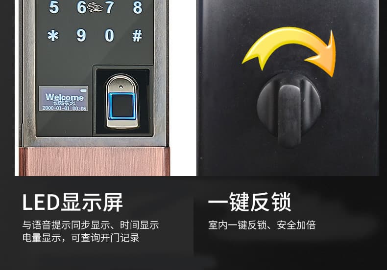 帥榮不銹鋼指紋鎖 家用智能鎖 滑蓋智能鎖