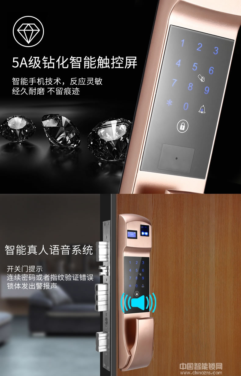 榮心智能鎖 防貓眼開啟指紋密碼鎖 全自動智能鎖