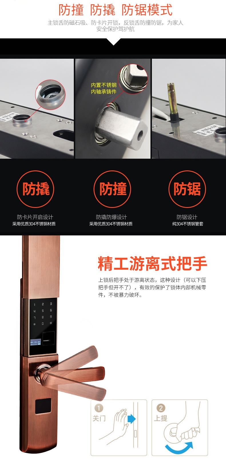 帥榮智能鎖 不銹鋼電子遙控鎖 家居防盜智能鎖