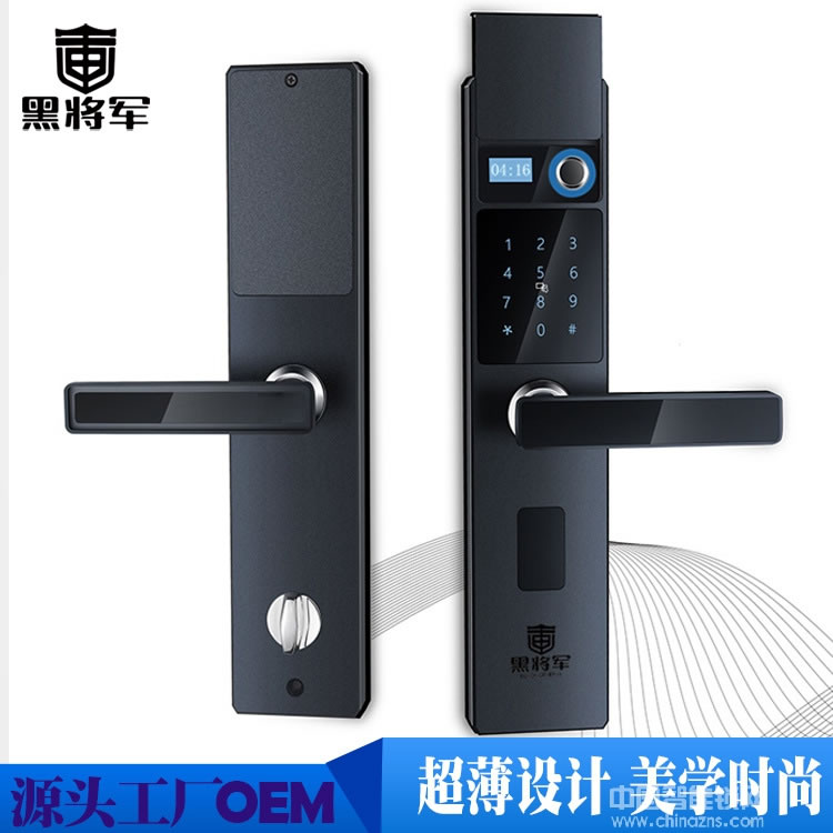 黑將軍指紋鎖 滑蓋超薄指紋鎖 密碼磁卡感應智能鎖