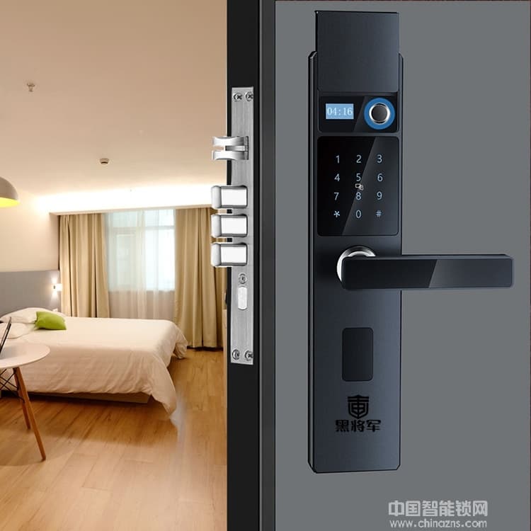 黑將軍指紋鎖 滑蓋超薄指紋鎖 密碼磁卡感應智能鎖