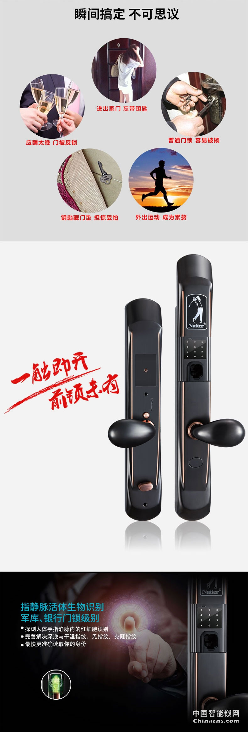 耐特靜脈1號智能鎖 防貓眼電子鎖