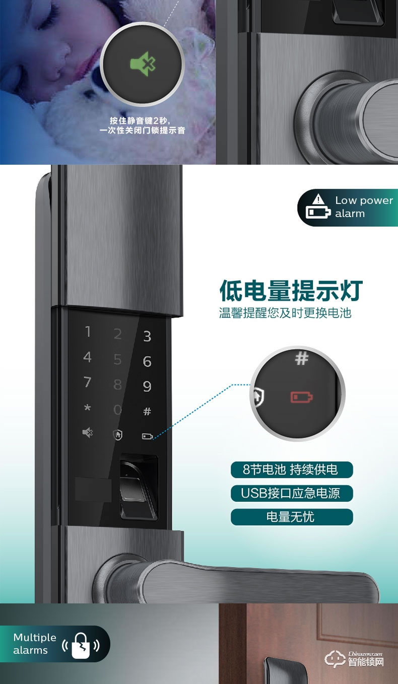 飛利浦智能鎖 7200滑蓋式家用防盜門電子鎖