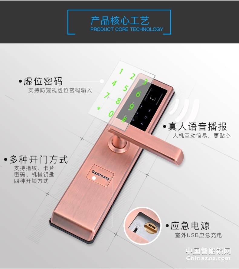 頂固不銹鋼指紋鎖 密碼防盜鎖 電子入戶鎖