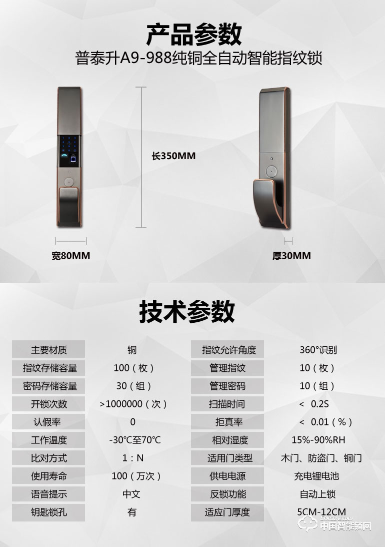 普泰升全銅智能鎖 全自動智能門鎖 智能云鎖