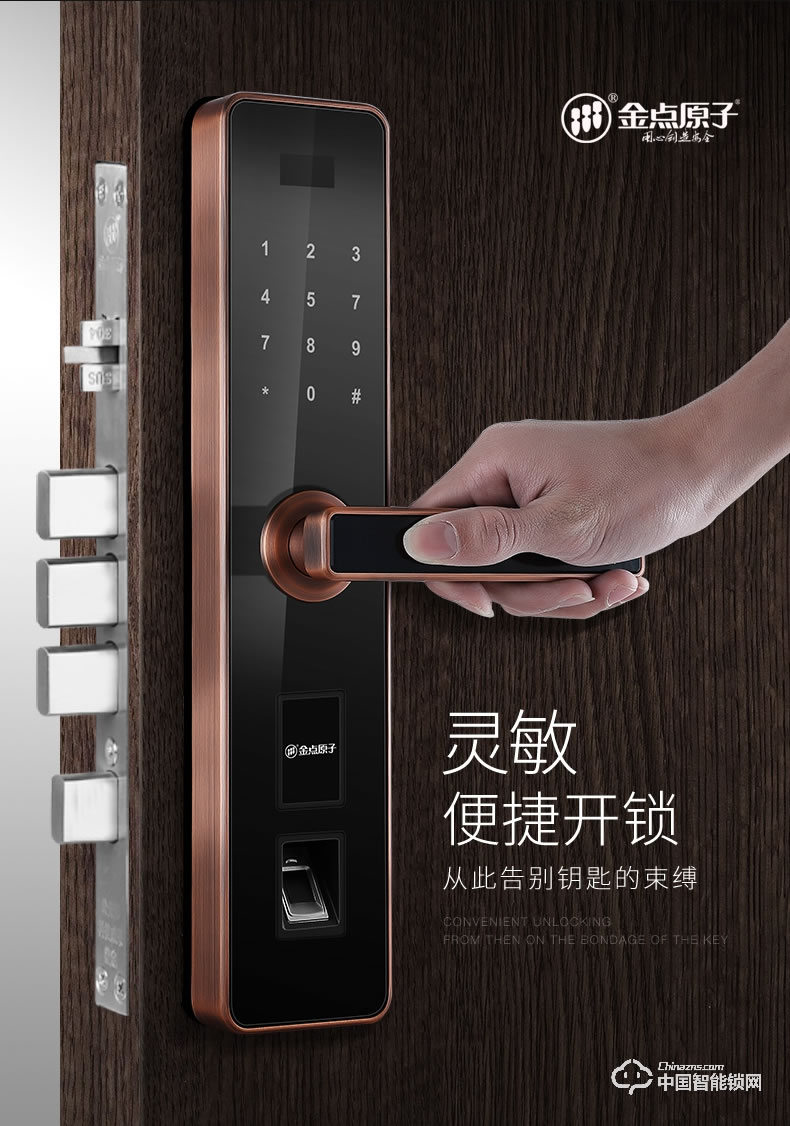 金點(diǎn)原子指紋鎖 家用防盜門智能鎖