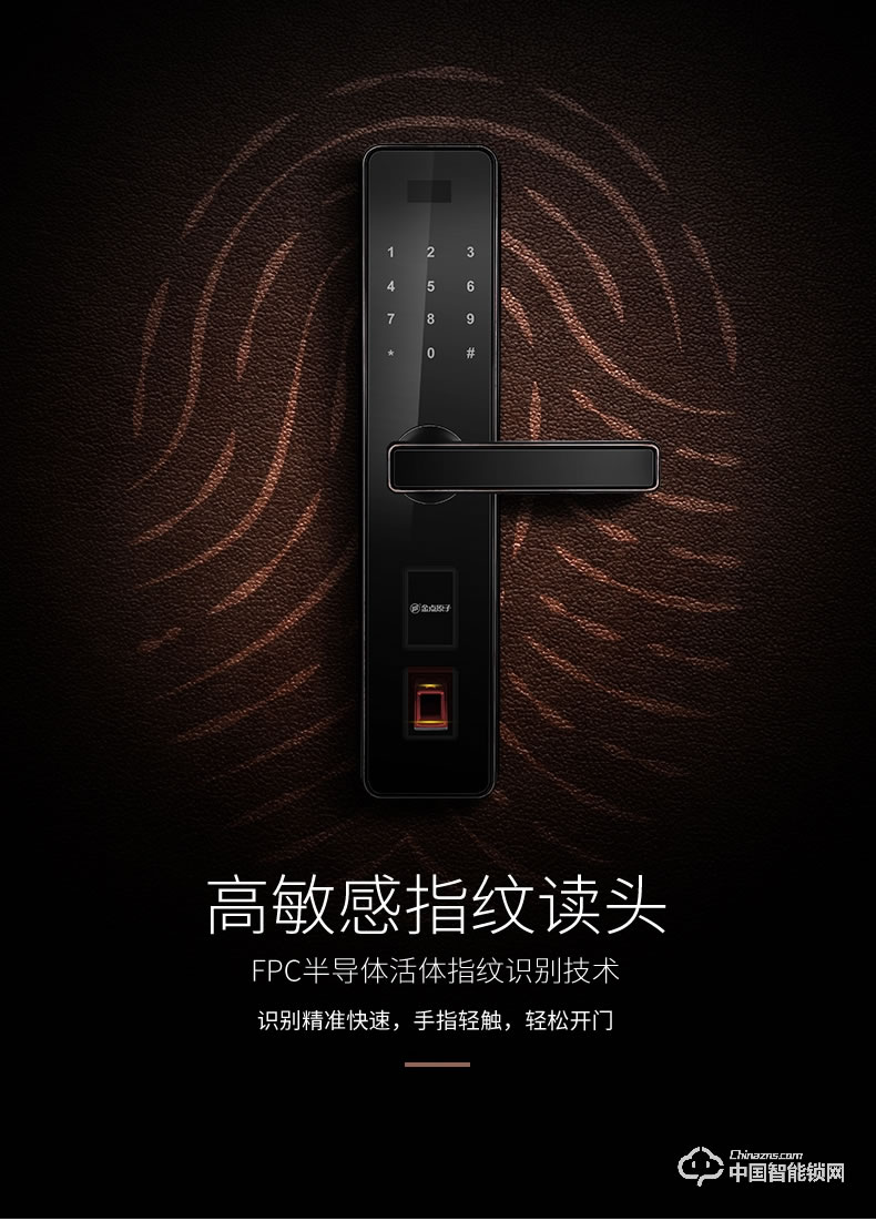 金點(diǎn)原子指紋鎖 家用防盜門智能鎖