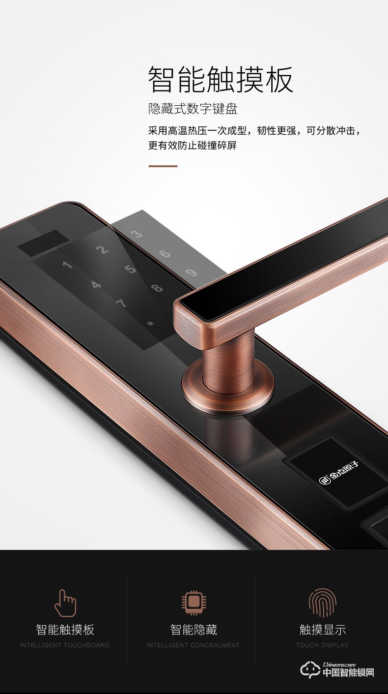 金點(diǎn)原子指紋鎖 家用防盜門智能鎖