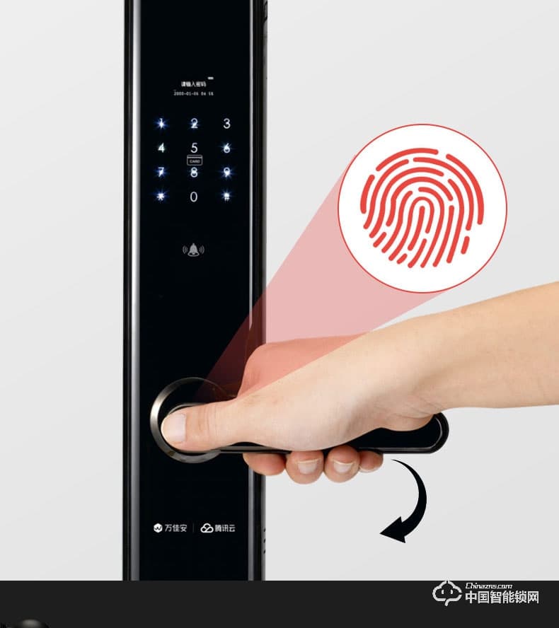 萬佳安騰訊云智能鎖I9青年版 直板指紋密碼鎖 防盜智能門鎖