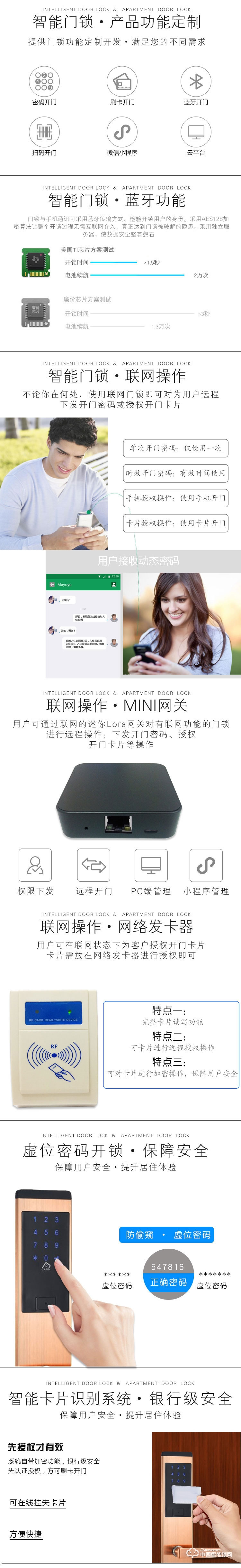 百佳星智能鎖 智能公寓門鎖 防盜門密碼刷卡鎖