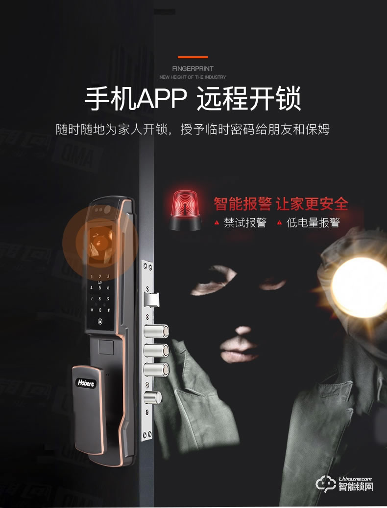弘博匯指紋鎖 H6人臉識別自動智能鎖 