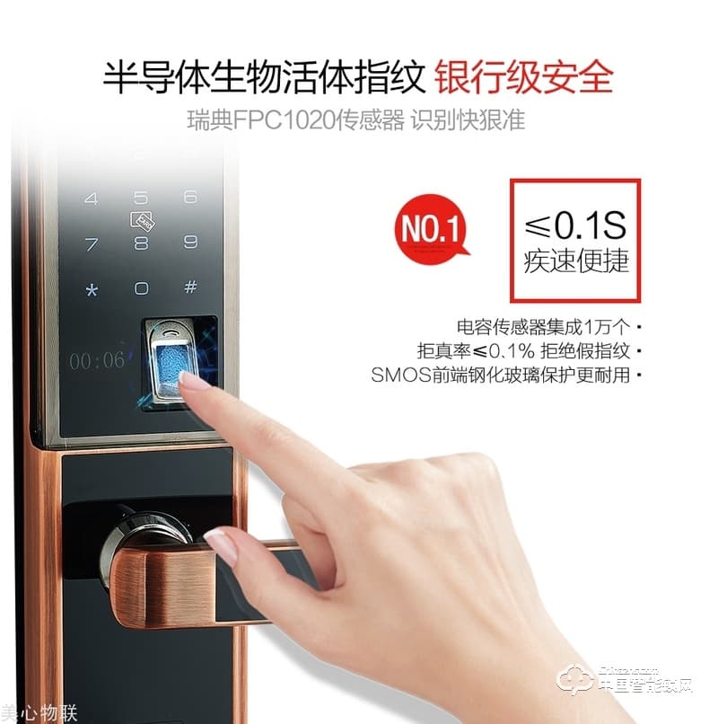 美心物聯智能鎖 滑蓋指紋密碼鎖 防盜門智能鎖
