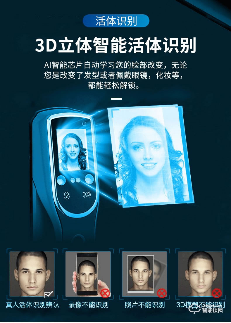 科大龍創智能鎖 KDM7618人臉識別鎖指紋智能鎖