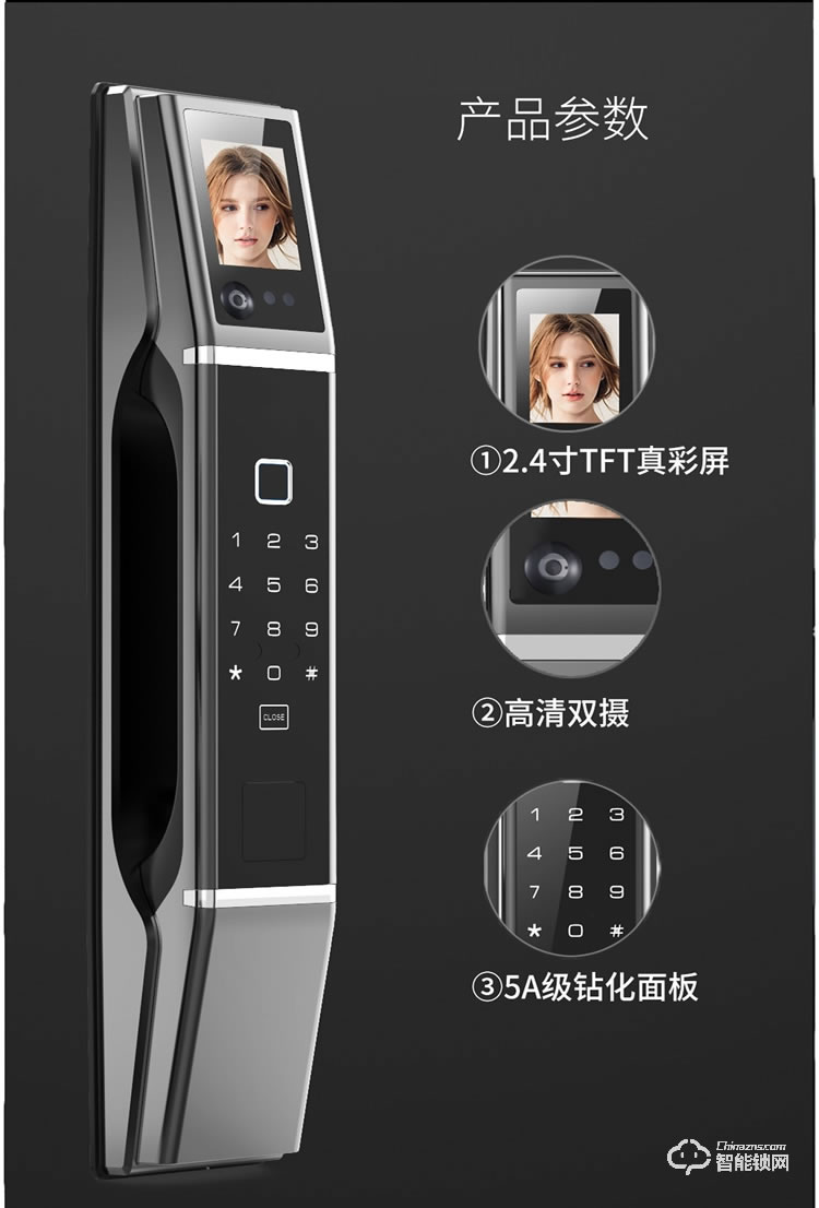 皇家金盾指紋鎖 R20人臉識別家用防盜門鎖