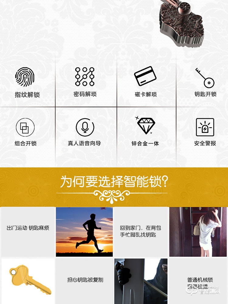 皇家金盾指紋鎖 X8高端別墅指紋鎖云智能鎖