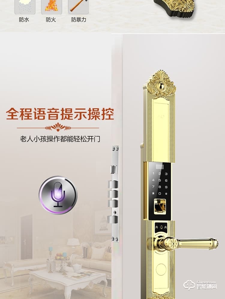皇家金盾指紋鎖 X8高端別墅指紋鎖云智能鎖
