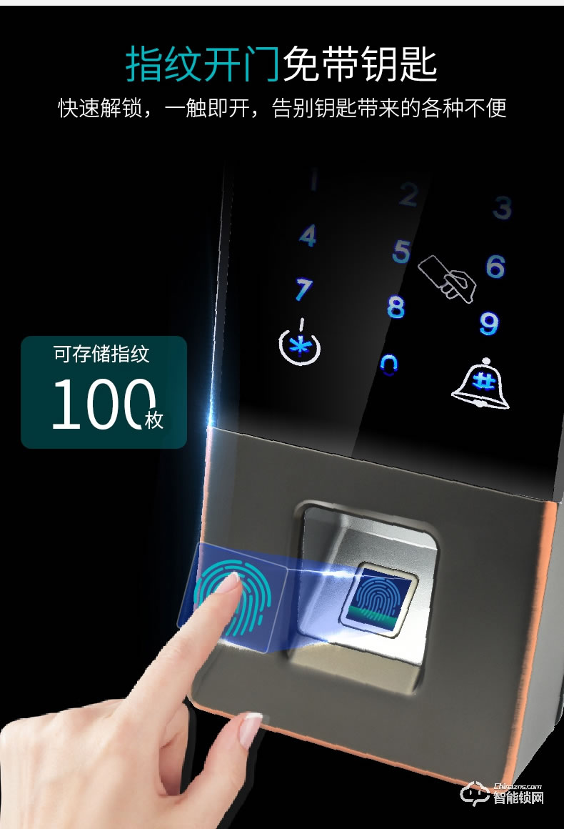 眾家安指紋鎖 免開孔辦公室密碼鎖