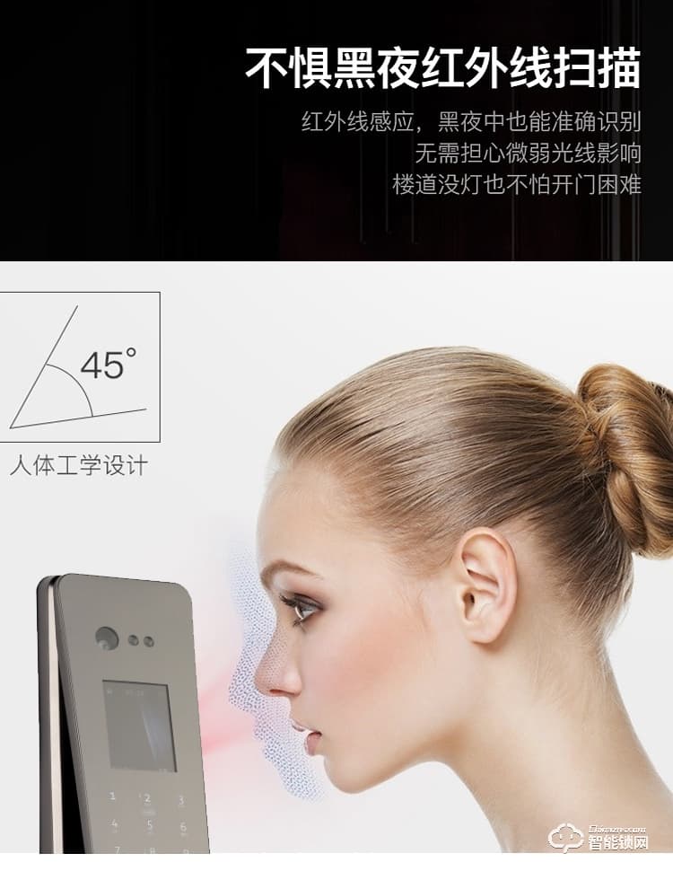 頂吉智能鎖 TOP300R人臉識別門鎖智能鎖指紋密碼鎖