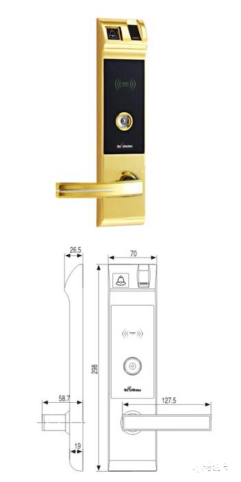 皇鼎智能鎖 DL-2451-RF-BNPVD 電子感應(yīng)指紋執(zhí)手鎖