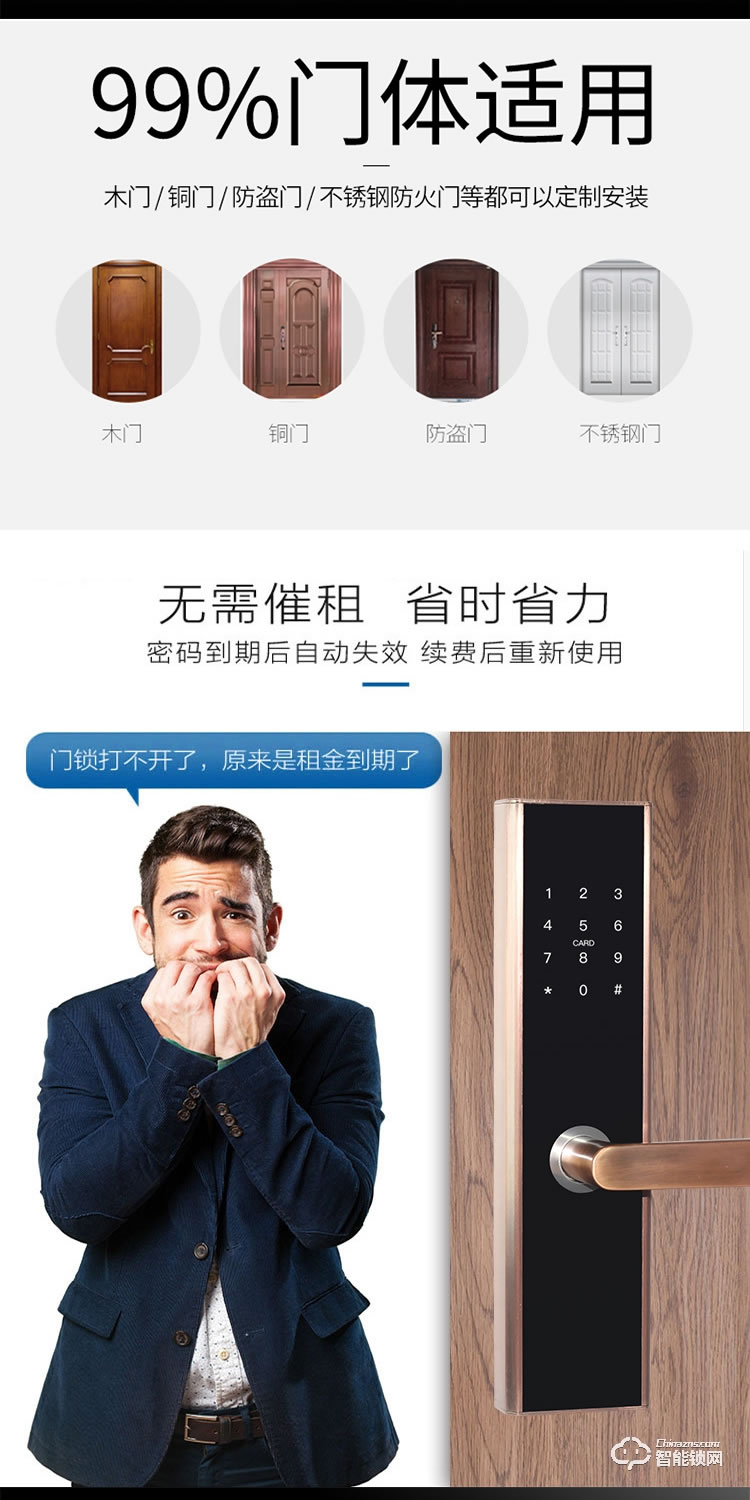 居頂指紋鎖 遠(yuǎn)程APP密碼鎖酒店公寓智能鎖