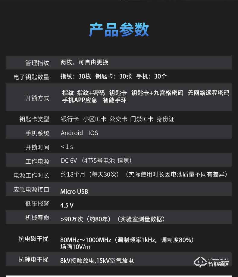 派瑞裝甲智能鎖 H200家用防盜門密碼鎖智能鎖