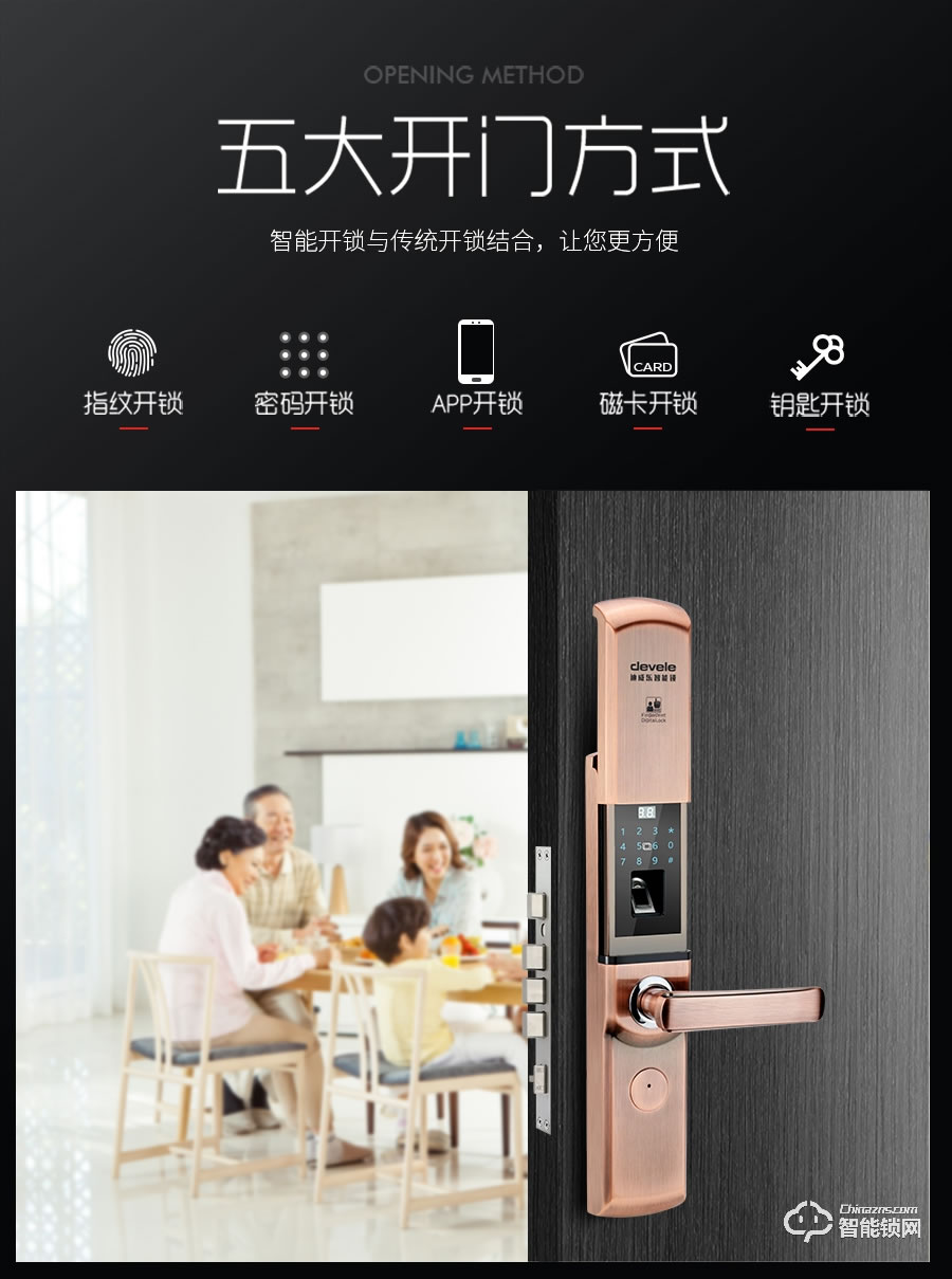 迪威樂智能鎖 D3滑蓋指紋解鎖密碼磁卡APP鎖