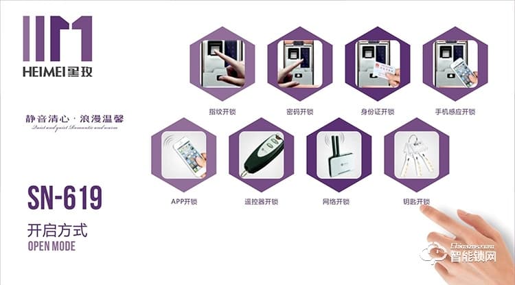 黑玫智能鎖  SN-619全自動(dòng)指紋鎖密碼鎖磁卡鎖