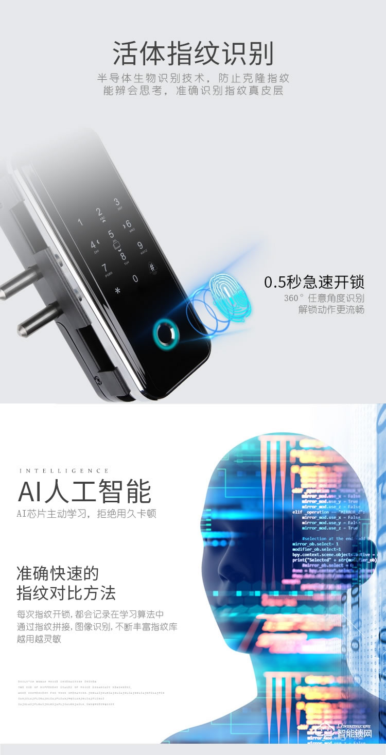 復旦申花智能鎖 A1辦公室玻璃門鎖