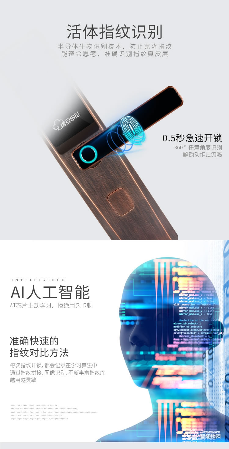 復旦申花智能鎖 E3家用防盜門智能門鎖