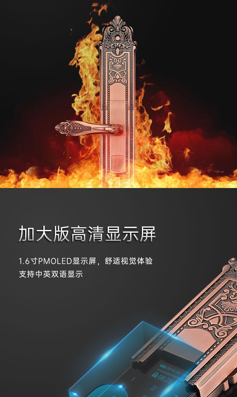 黑龍智能鎖 801豪華別墅防盜門電子鎖指紋鎖