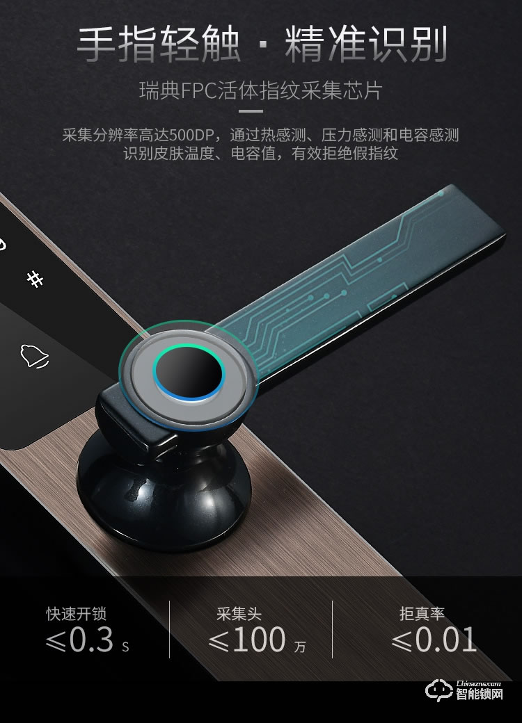 艾創米智能鎖 A3一握開家用防盜門半自動智能鎖