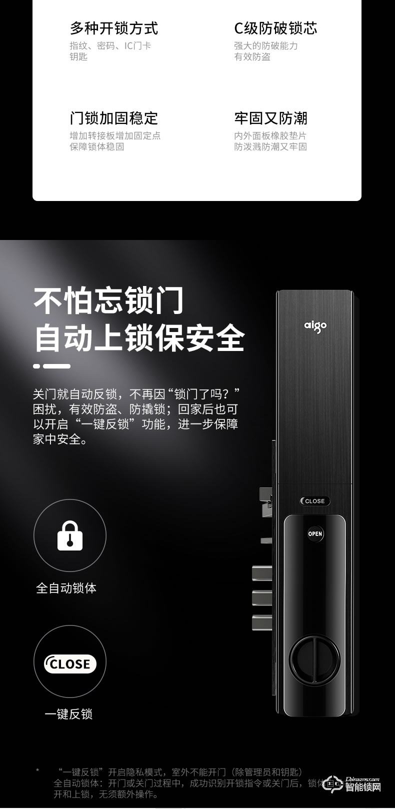 aigo愛(ài)國(guó)者智能鎖 A05家用防盜門鎖通用型密碼鎖