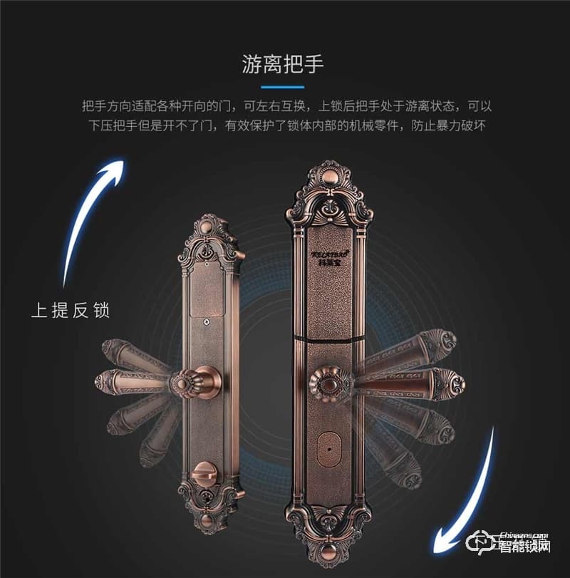 科萊寶智能鎖 KLB-9002別墅雙開門歐式指紋鎖