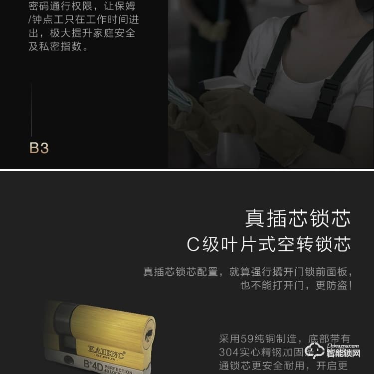 凱恩斯智能鎖 B3入戶門鎖防盜門鎖感應鎖