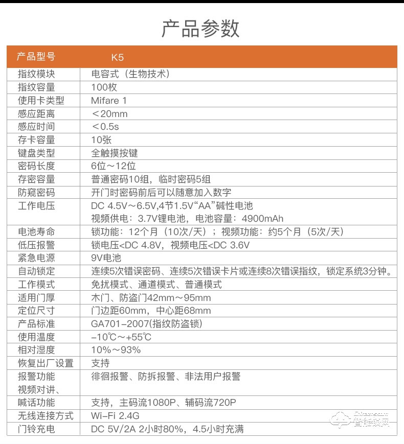 樂橙智能鎖 K5遠(yuǎn)程監(jiān)控電子密碼智能門鎖