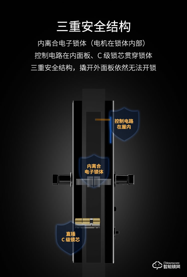 青稞智能鎖 Q7家用指紋密碼防盜門門鎖