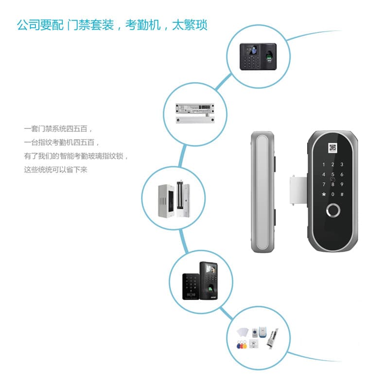 中科易安聯網智能鎖 QY-201免開孔免布線玻璃門鎖