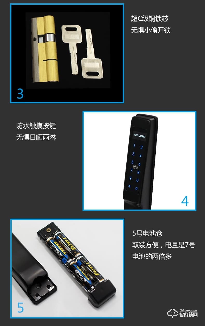 高卡獅智能鎖 P8鋁合金斷橋鋁指紋門鎖