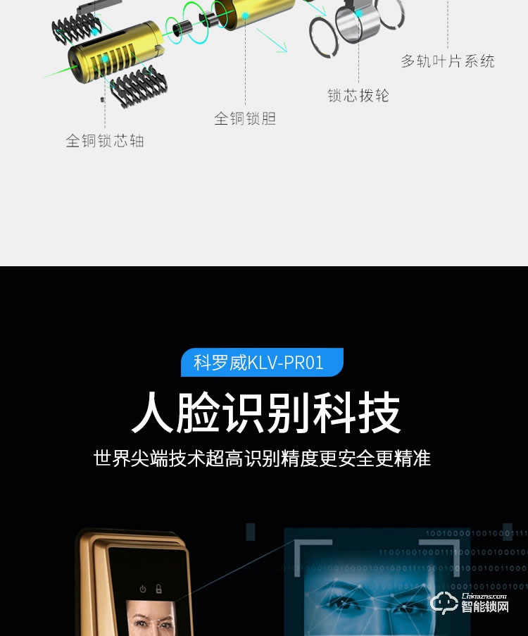 科羅威智能鎖 KLV-PR01全自動(dòng)人臉識(shí)別智能鎖